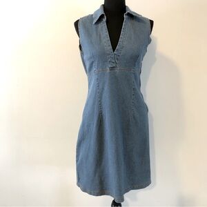 Vintage Blue Denim Midi Dress